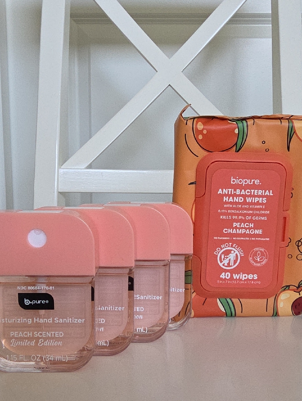 b.pure Peach Scented Antibacterial Wipes & Hand Sanitizers